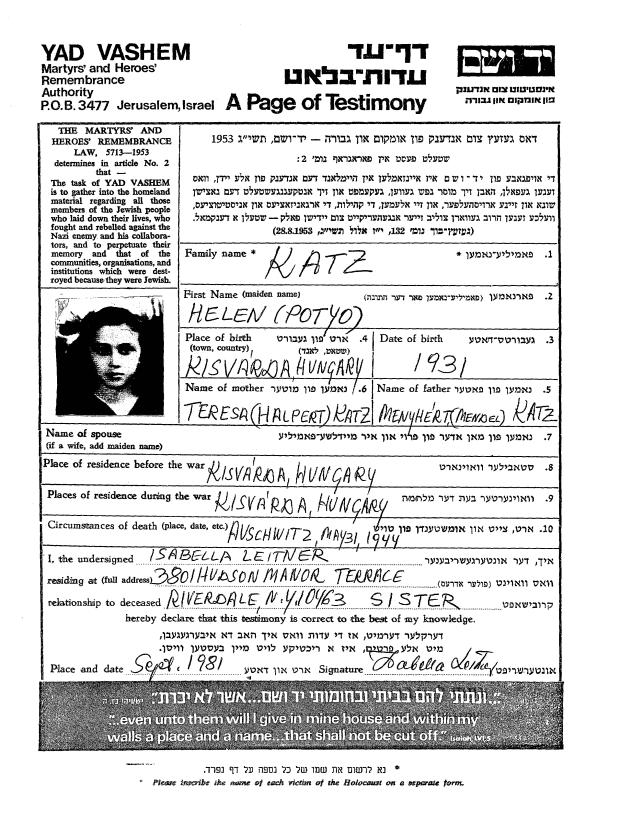 Helen Katz (1931 - 1944) - Genealogy Helen Katz (1931 - 1944) - Genealogy